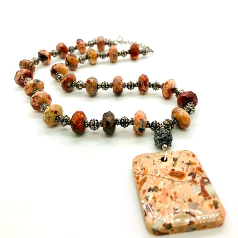 Vintage Natural Stone Pendant Necklace